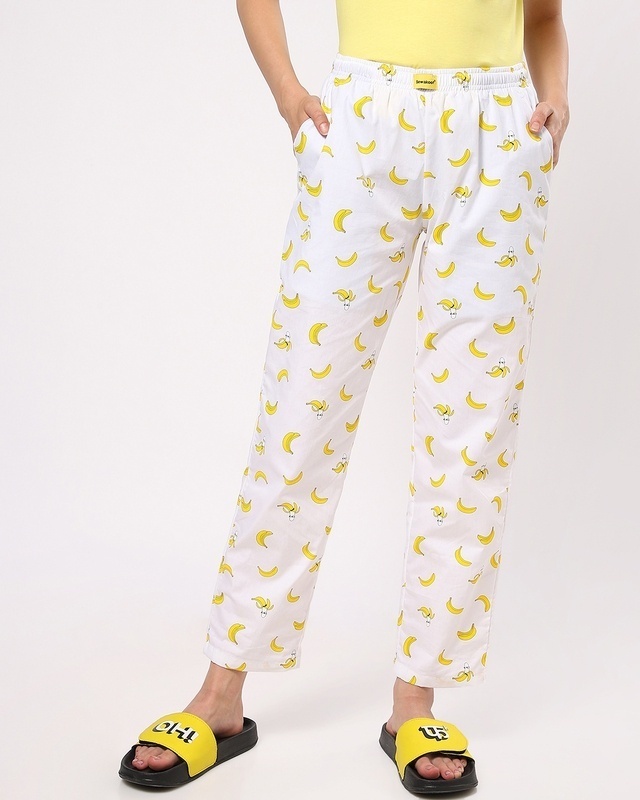 Shop Women's Birthday Yellow Bananas Print AOP Pyjamas-Front