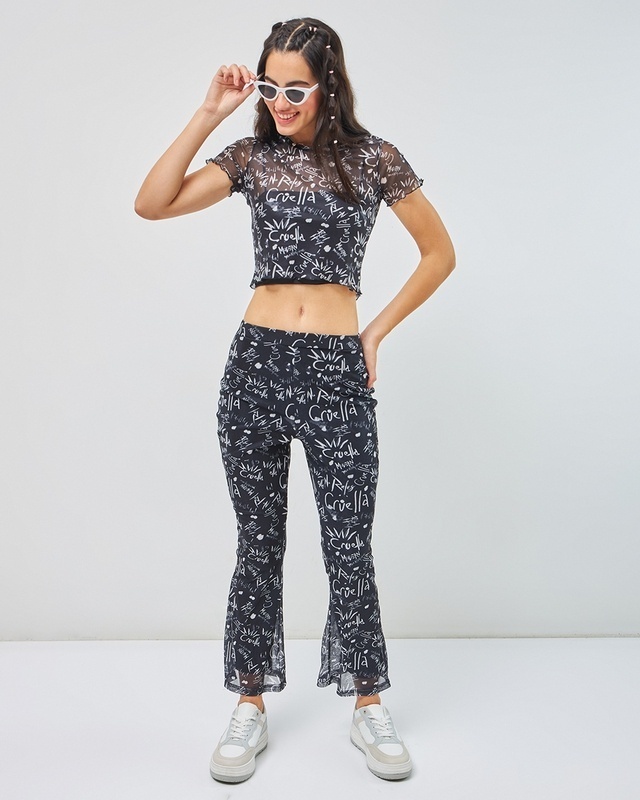 Shop Women's Black All Over Printed Co-ordinates-Front