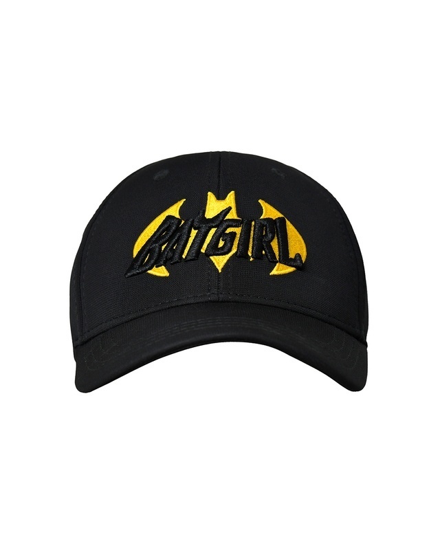 Shop Women's Black Batgirl Embroidered BaseBall Cap-Front