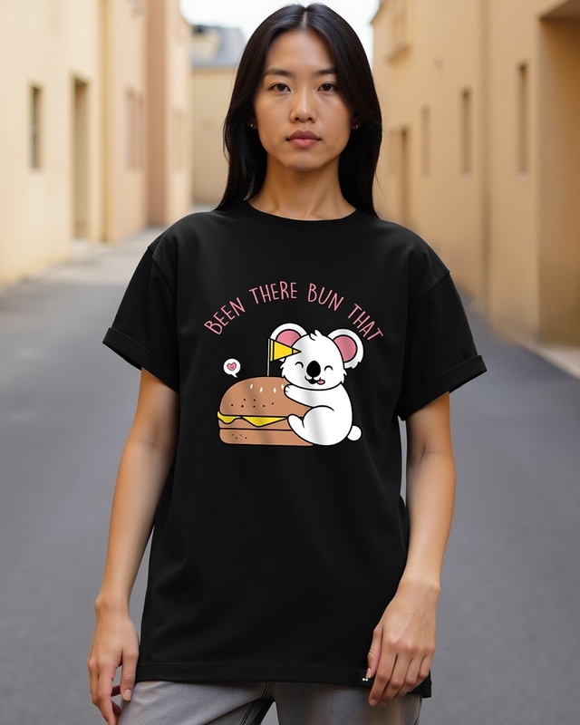Women's Black Been There Graphic Printed Boyfriend T-shirt