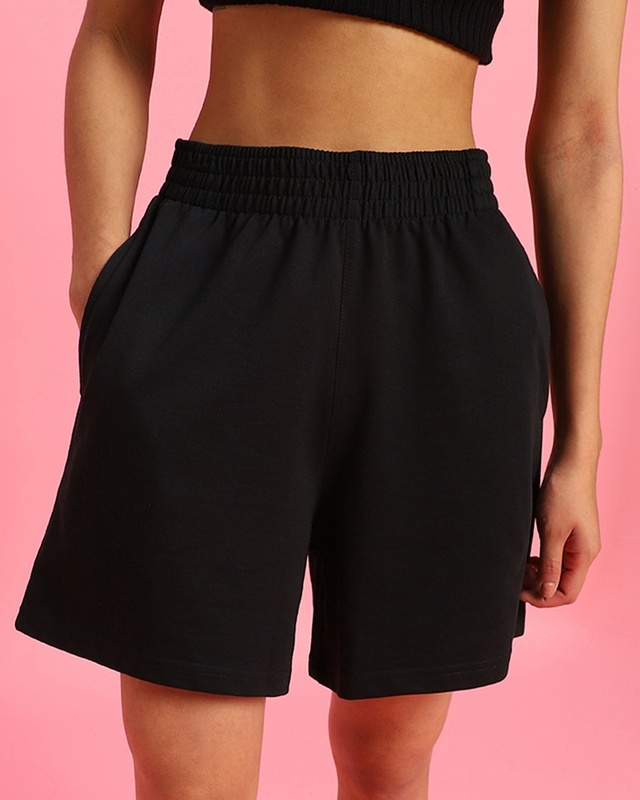 Shop Women's Black Boyfriend Shorts-Front