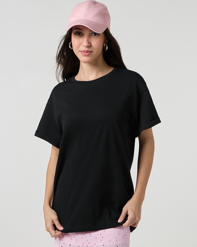 Shop Women's Black Boyfriend T-shirt-Front