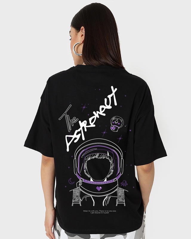 Shop Women's Black BTS Astro (JIN) Graphic Printed Oversized T-shirt-Front