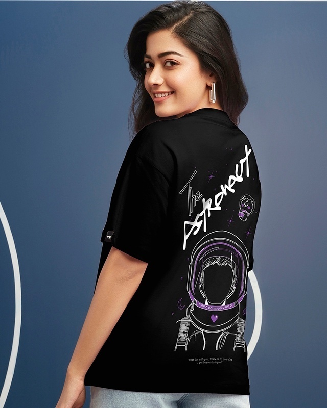 Shop Women's Black BTS Astro (JIN) Graphic Printed Oversized T-shirt-Front