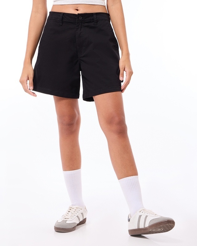 Shop Women's Black Carpenter Shorts-Front