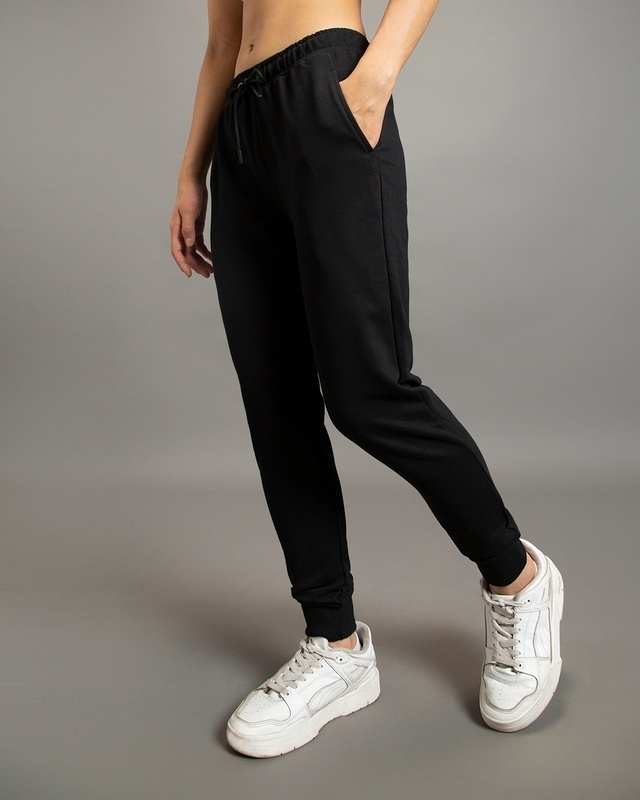 Shop Women's Black Casual Slim Fit Joggers-Front