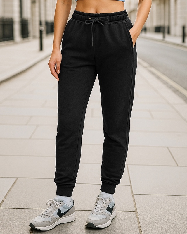 Shop Women's Black Casual Slim Fit Joggers-Front
