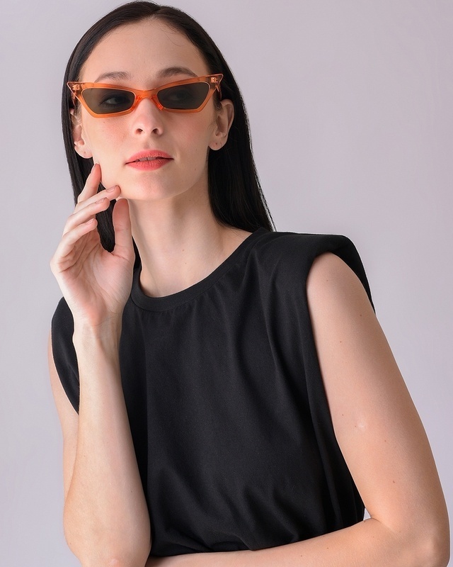 Shop Women's Black Cateye Polarised Lens Sunglasses-Front