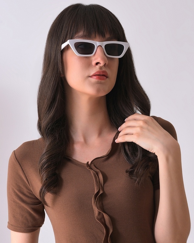 Shop Women's Black Cateye UV Protected Lens Sunglasses-Front