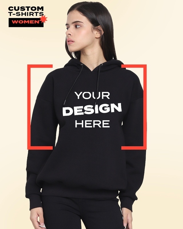 Shop Women's Black Customizable Oversized Hoodies-Front