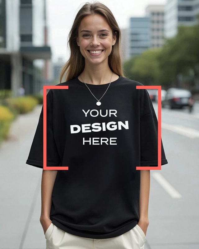 Shop Women's Black Customizable Oversized T-shirt-Front
