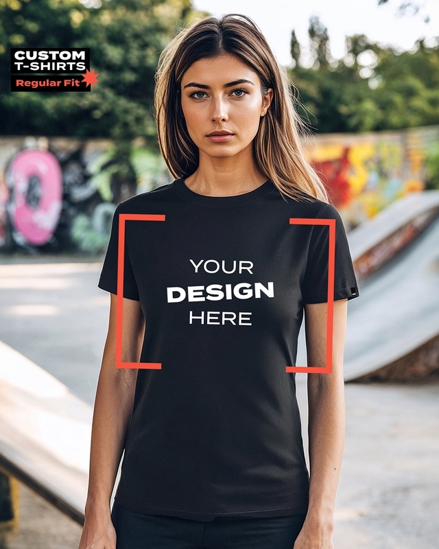 Shop Women's Black Customizable T-shirt-Front