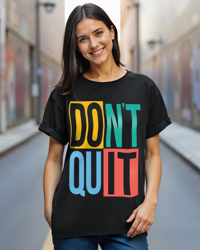 Shop Women's Black Don't Quit Boyfriend T-shirt-Front