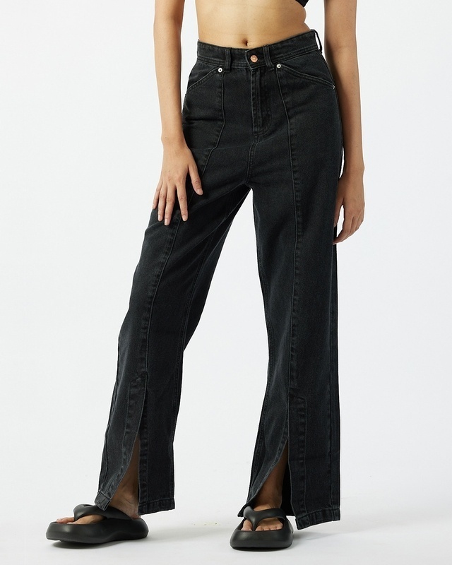Shop Women's Black Flared Jeans-Front