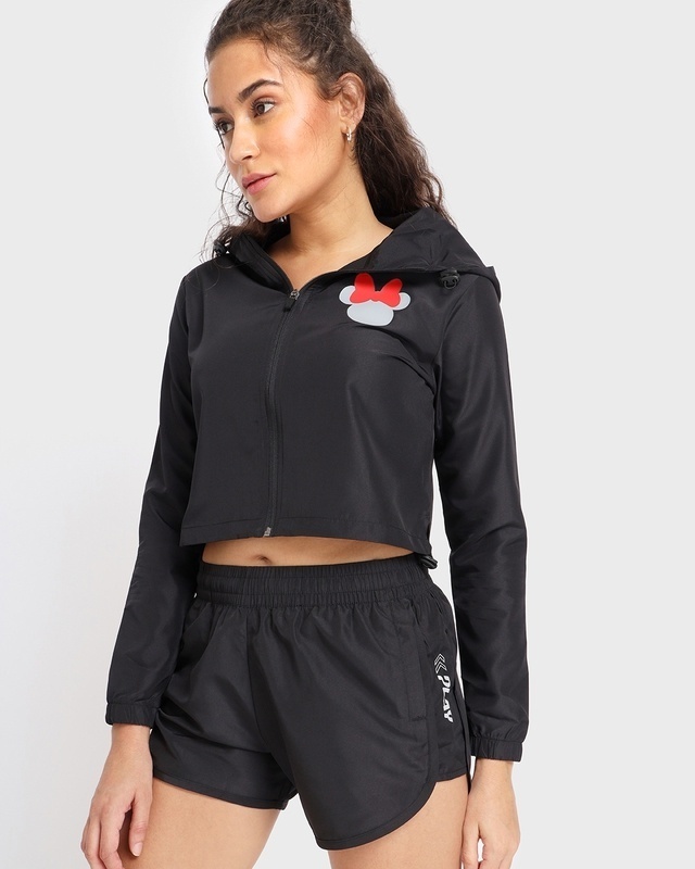 Shop Women's Black Minnie Training Jacket-Front