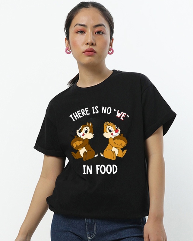 Shop Women's Black No We in Food Graphic Printed Boyfriend T-shirt-Front