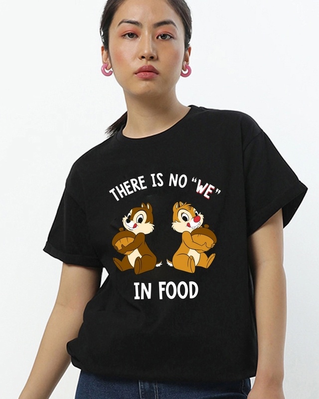 Shop Women's Black No We in Food Graphic Printed Boyfriend T-shirt-Front