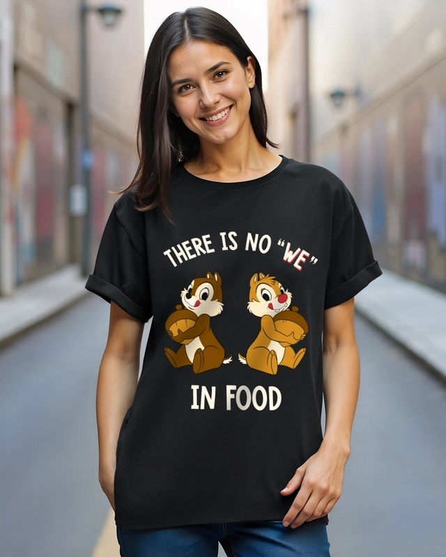 Shop Women's Black No We in Food Graphic Printed Boyfriend T-shirt-Front