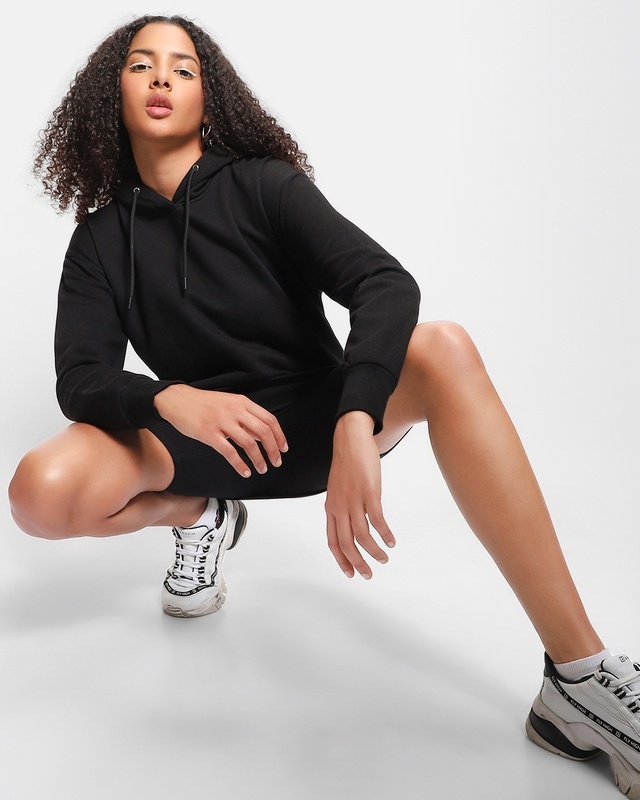 Shop Women's Black Oversized Hoodie-Front
