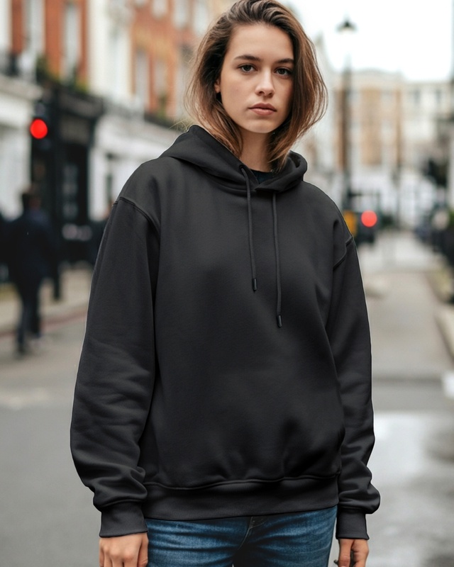 Shop Women's Black Oversized Hoodies-Front