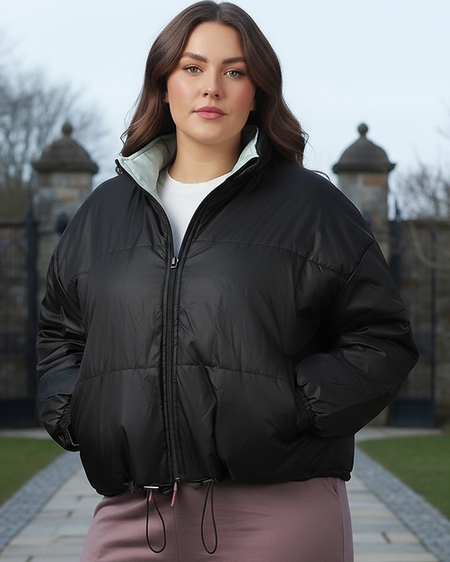 Shop Women's Black Oversized Plus Size Jacket-Front