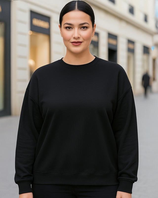Shop Women's Black Oversized Plus Size Sweatshirt-Front