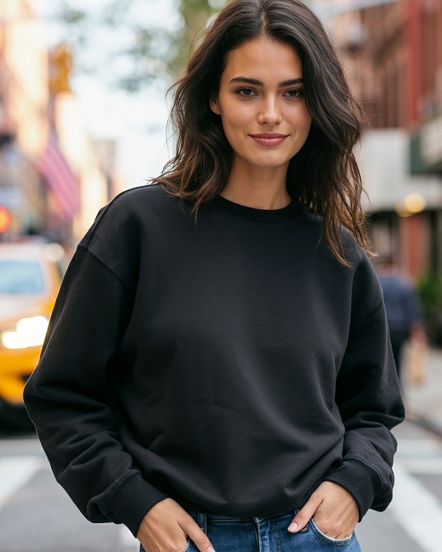 Shop Women's Black Oversized Sweatshirt-Front