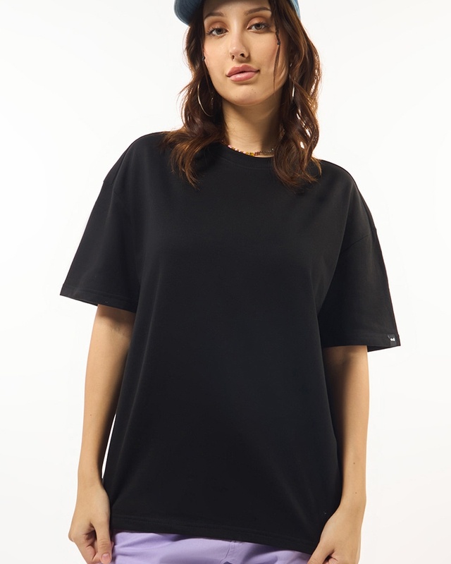 Shop Women's Black Oversized T-shirt-Front