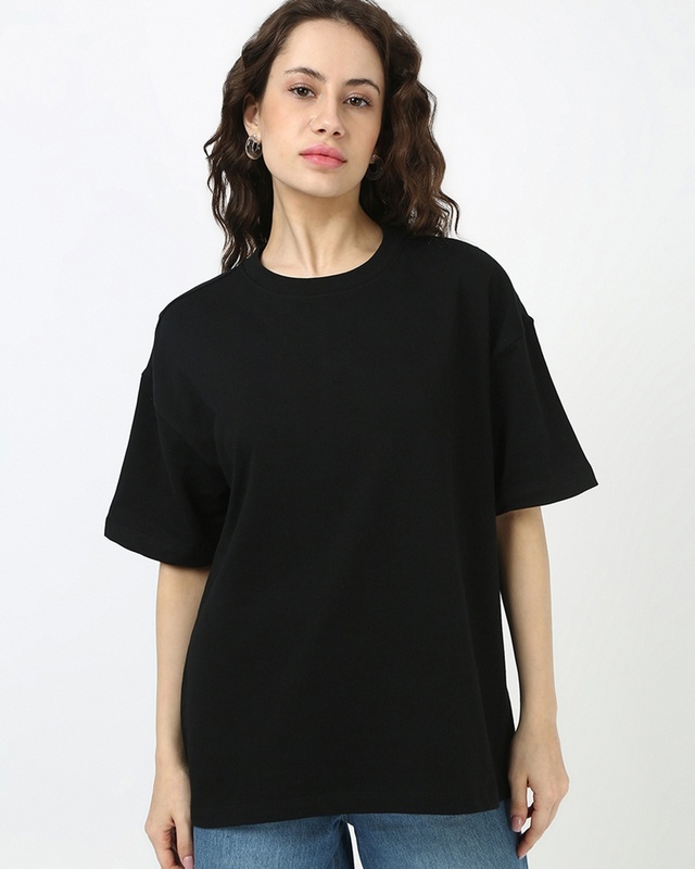 Shop Women's Black Oversized T-shirt-Front