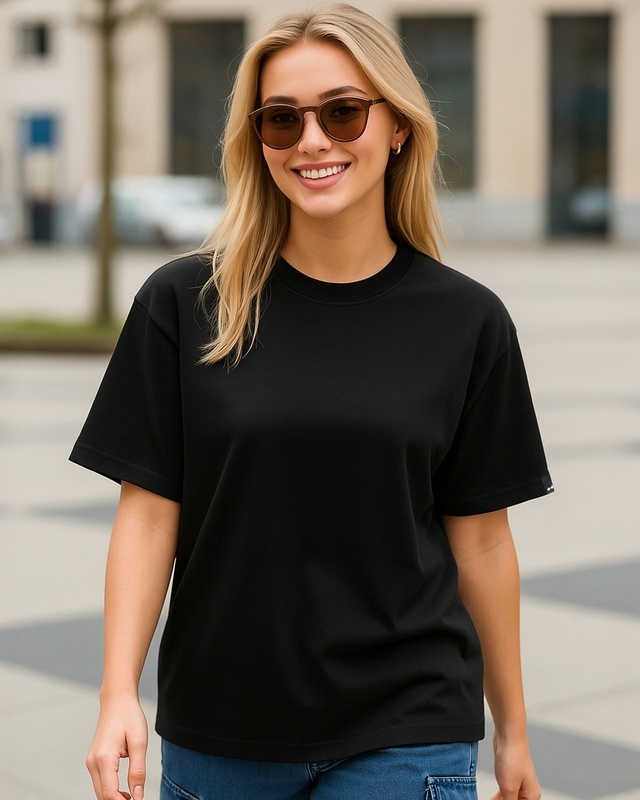Shop Women's Black Oversized T-shirt-Front