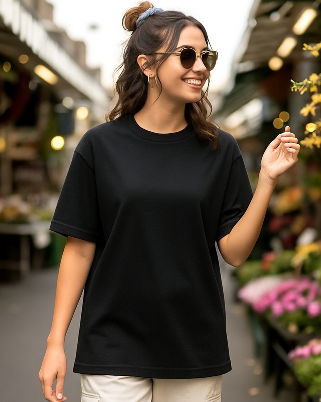 Shop Women's Black Oversized T-shirt-Front