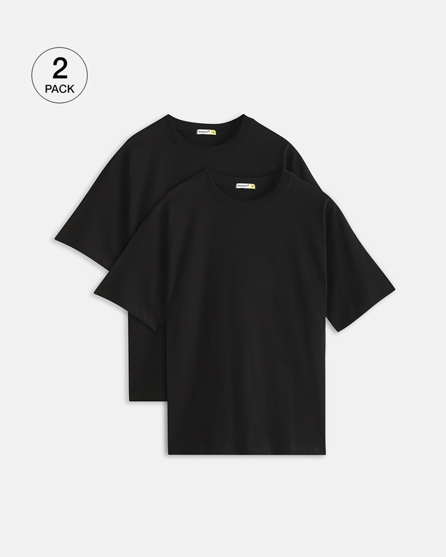 Shop Pack of 2 Women's Black Oversized T-shirt-Front
