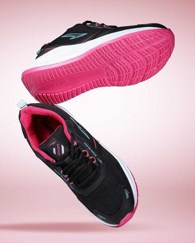 Shop Women's Black & Pink Running Shoes-Front