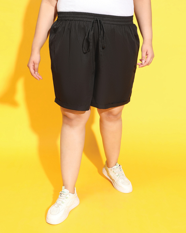 Shop Women's Black Plus Size Shorts-Front