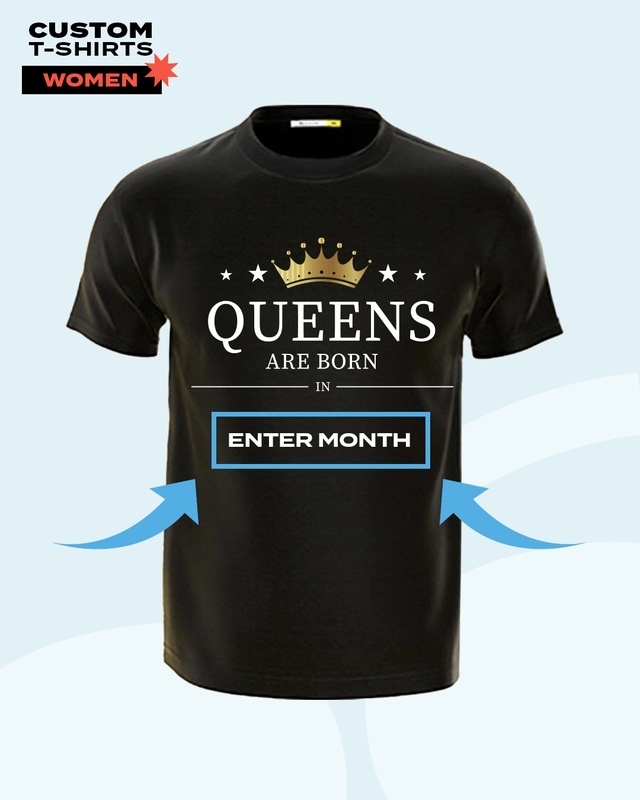 Shop Women's Black Queens Are Born In Typography T-shirt-Front