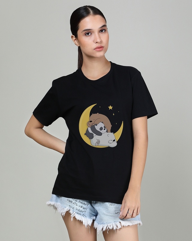 Shop Women's Black Sleepy Bears Graphic Printed T-shirt-Front