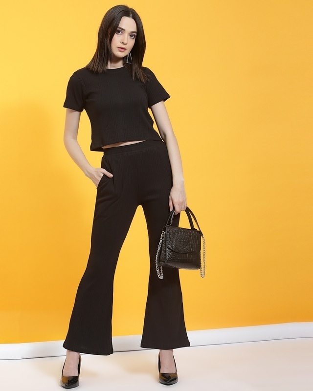 Shop Women's Black Slim Fit Co-ordinates-Front