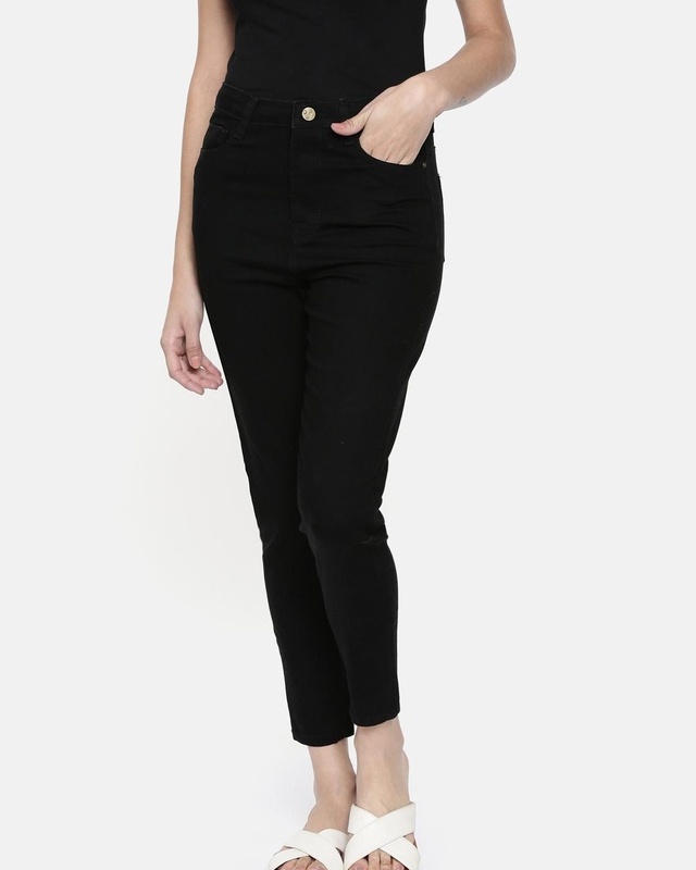 Shop Women's Black Slim Fit Jeans-Front
