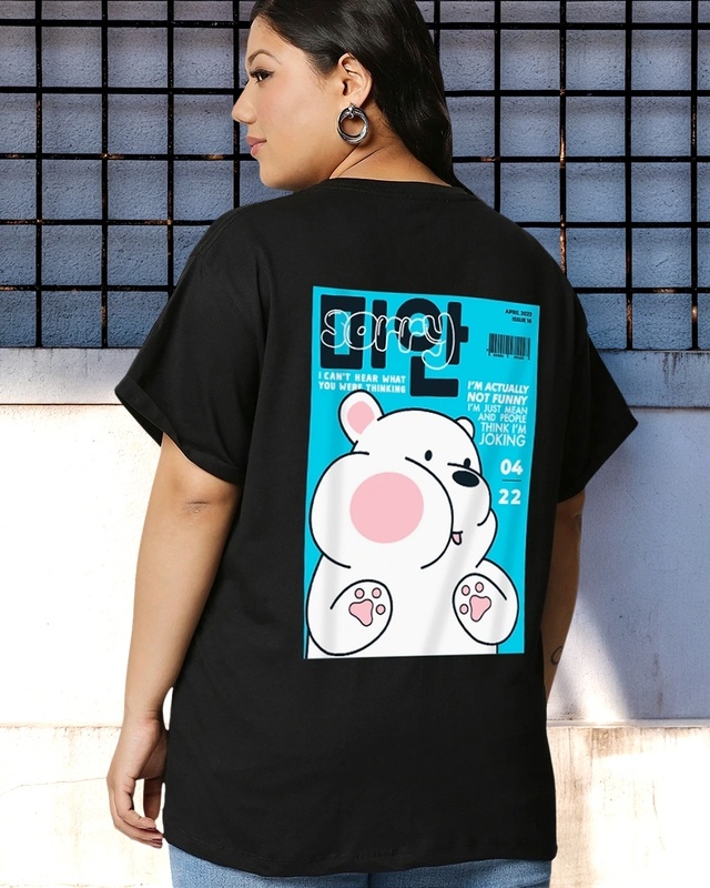 Shop Women's Black Starboi Graphic Printed Plus Size Boyfriend T-shirt-Front