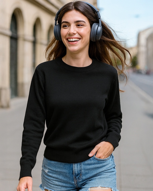 Shop Women's Black Oversized Sweater-Front