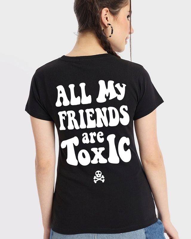Shop Women's Black Toxic Graphic Printed T-shirt-Front