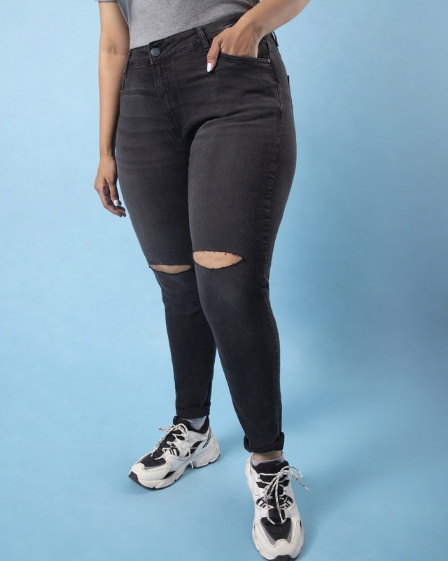 Shop Women's Black Washed Slim Fit Jeans-Front
