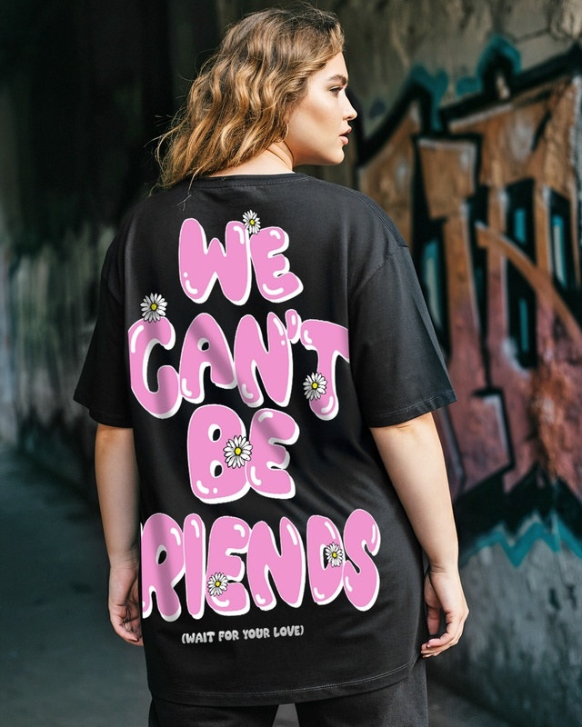 Shop Women's Black We Can't be Friends Typography Plus Size T-shirt-Front