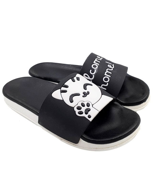 Shop Women's Black Welcome Slippers & Flip Flops-Front