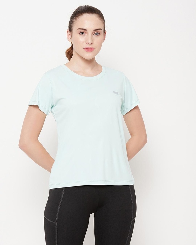 Shop Women's Blue Active Wear Slim Fit T-shirt-Front