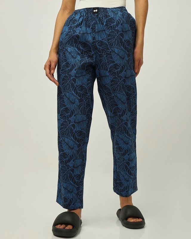 Shop Women's Blue All Over Printed Pyjamas-Front