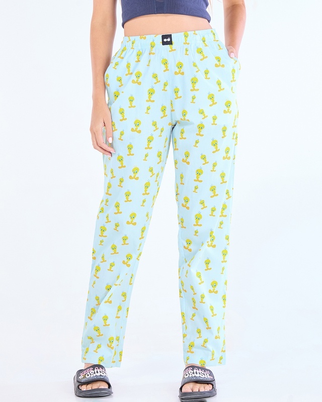 Shop Women's Blue All Over Printed Pyjamas-Front