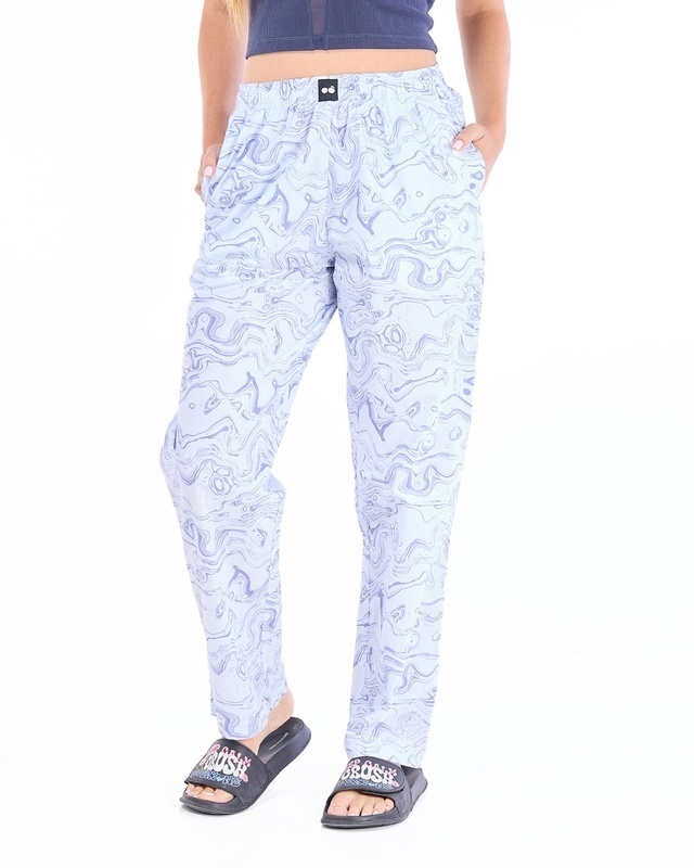 Shop Women's Blue All Over Printed Pyjamas-Front