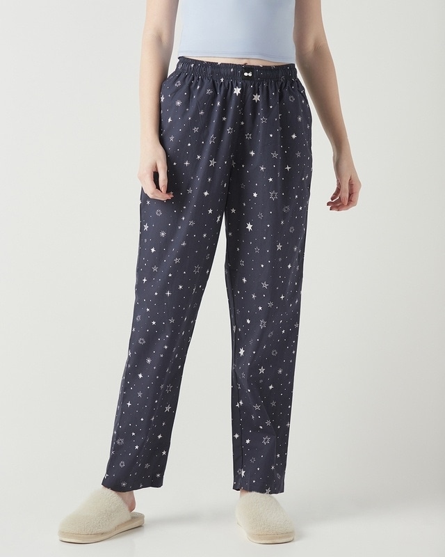 Shop Women's Blue All Over Printed Pyjamas-Front