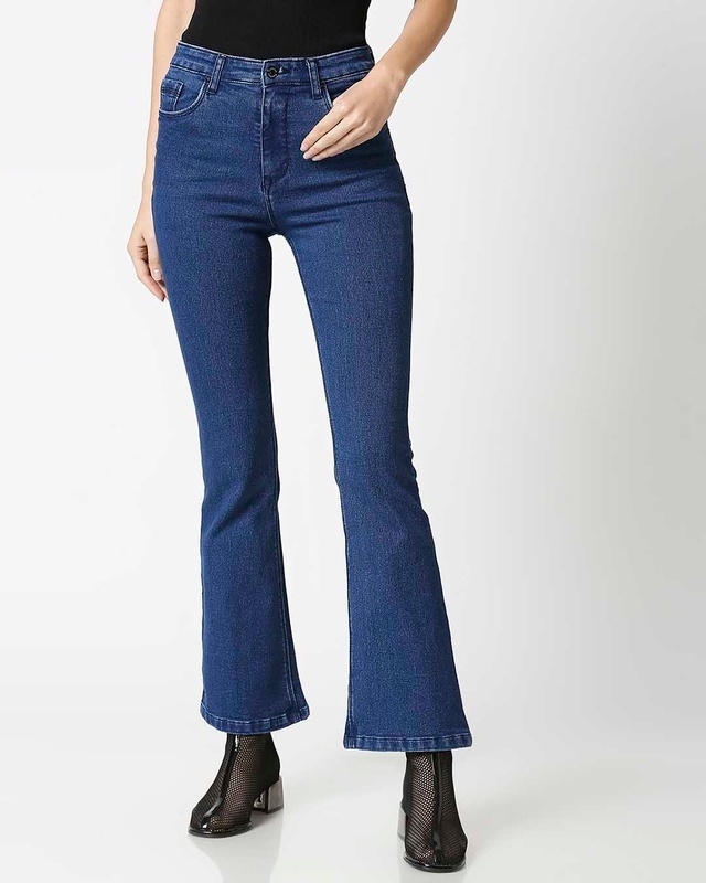 Shop Women's Blue Bootcut Jeans-Front